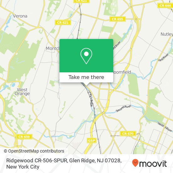 Mapa de Ridgewood CR-506-SPUR, Glen Ridge, NJ 07028