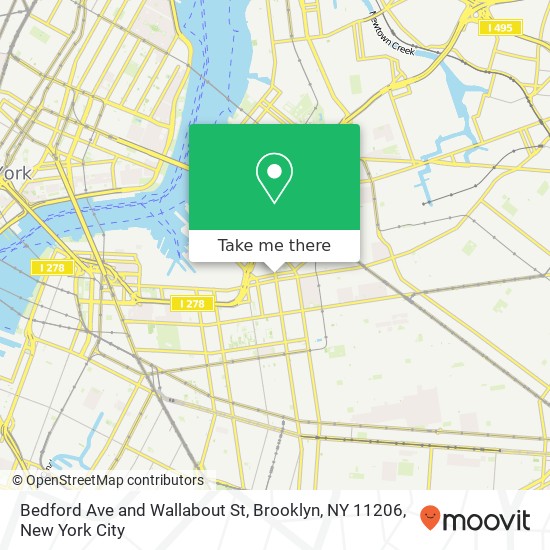 Mapa de Bedford Ave and Wallabout St, Brooklyn, NY 11206