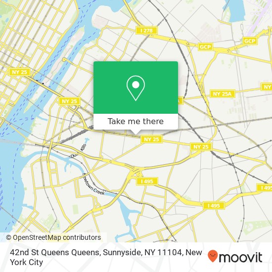 Mapa de 42nd St Queens Queens, Sunnyside, NY 11104
