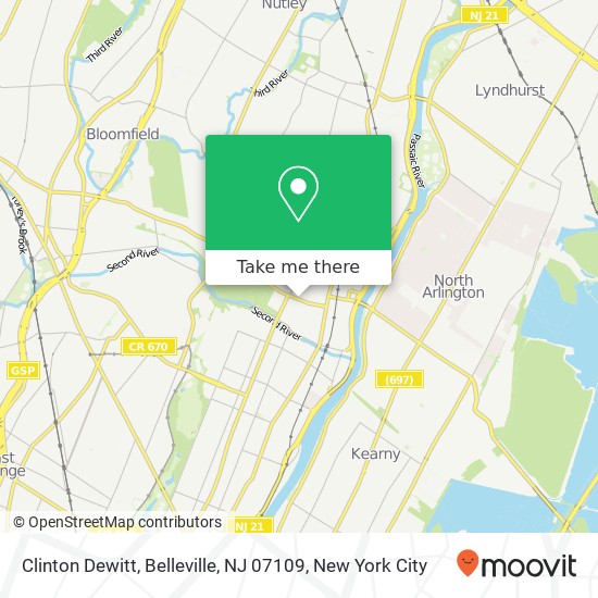 Mapa de Clinton Dewitt, Belleville, NJ 07109