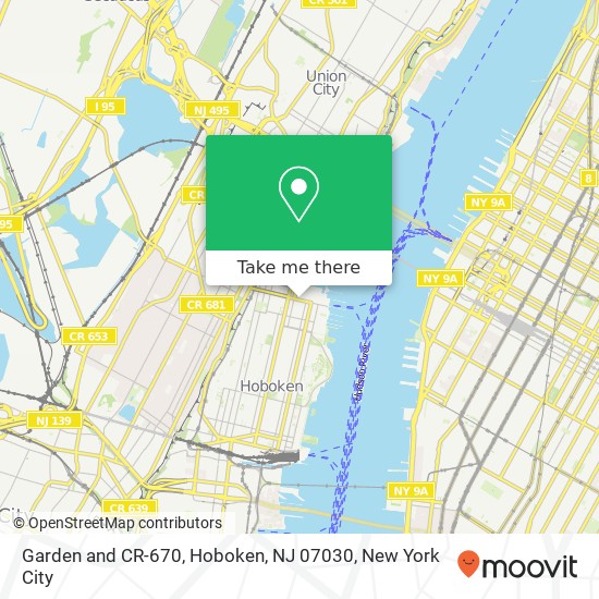 Mapa de Garden and CR-670, Hoboken, NJ 07030