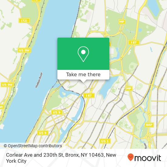 Mapa de Corlear Ave and 230th St, Bronx, NY 10463