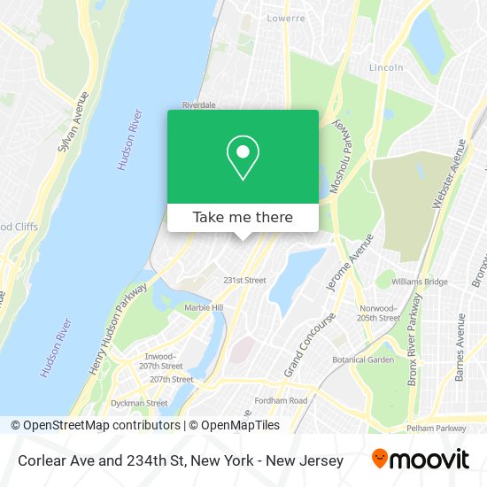 Corlear Ave and 234th St map
