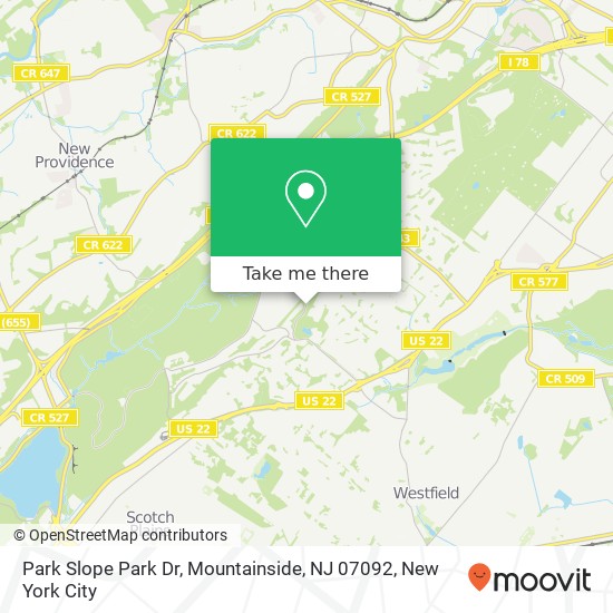 Mapa de Park Slope Park Dr, Mountainside, NJ 07092