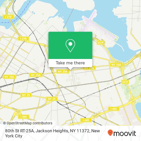 Mapa de 80th St RT-25A, Jackson Heights, NY 11372