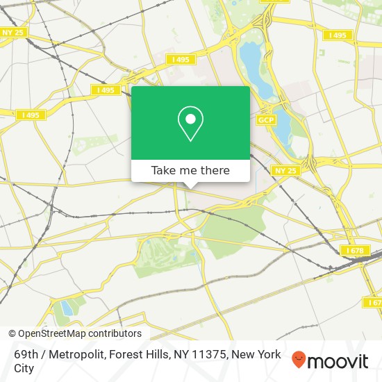 Mapa de 69th / Metropolit, Forest Hills, NY 11375