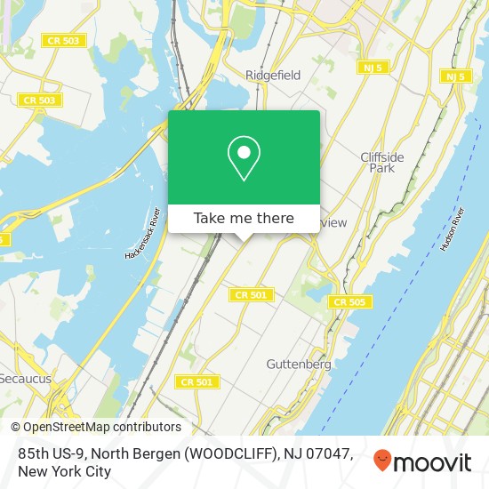 Mapa de 85th US-9, North Bergen (WOODCLIFF), NJ 07047