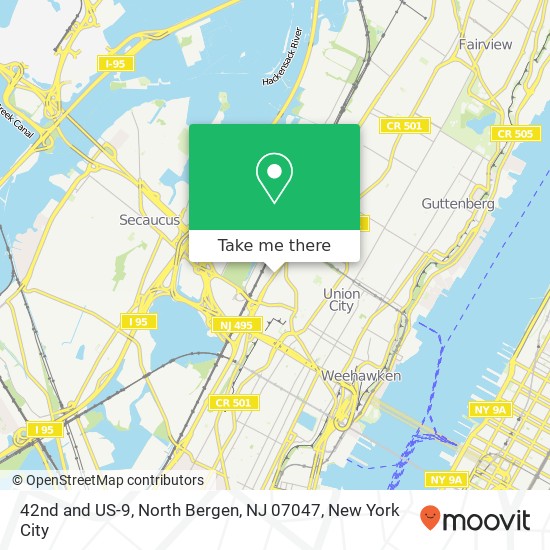 42nd and US-9, North Bergen, NJ 07047 map
