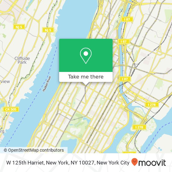 W 125th Harriet, New York, NY 10027 map