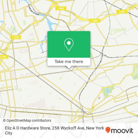 Mapa de Eliz A O Hardware Store, 258 Wyckoff Ave