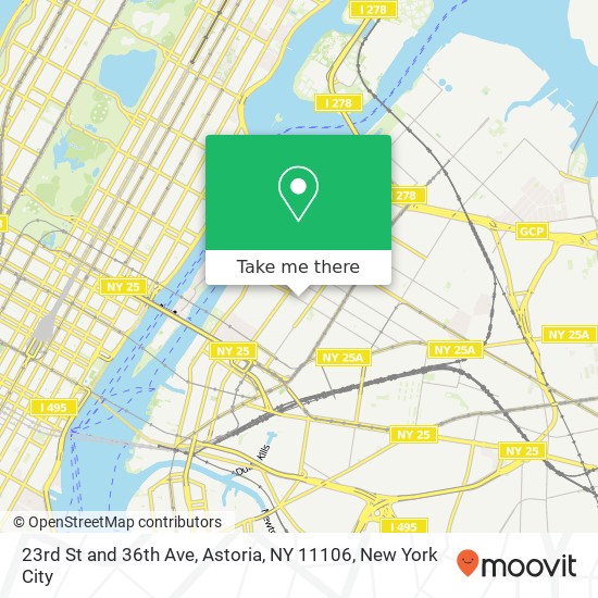 Mapa de 23rd St and 36th Ave, Astoria, NY 11106