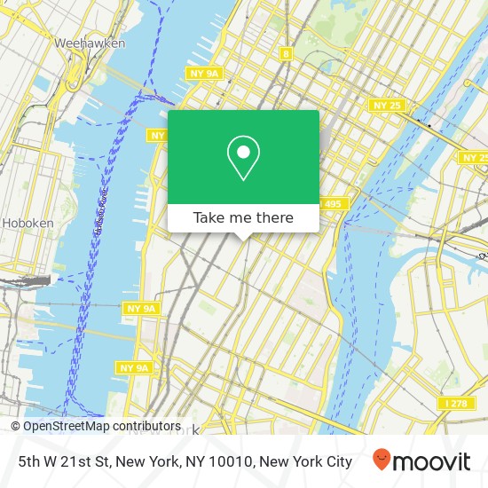 5th W 21st St, New York, NY 10010 map