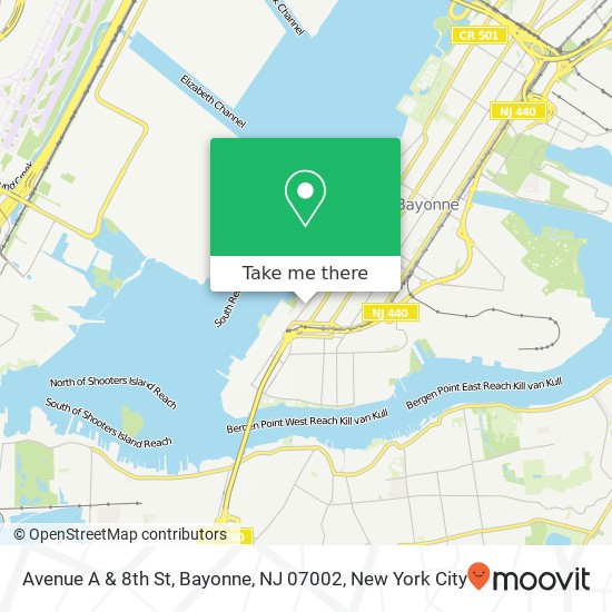 Mapa de Avenue A & 8th St, Bayonne, NJ 07002