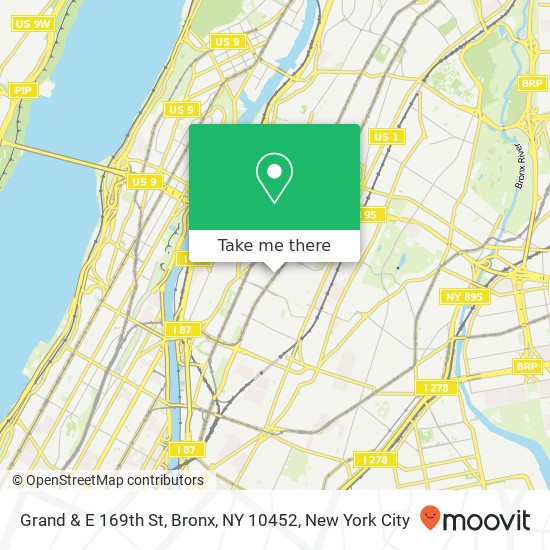 Mapa de Grand & E 169th St, Bronx, NY 10452