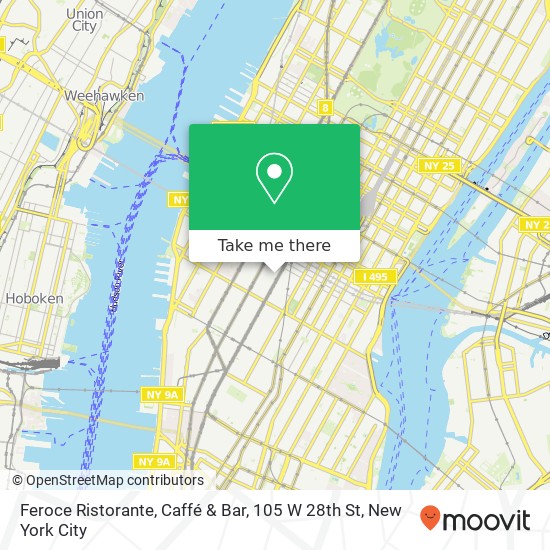 Mapa de Feroce Ristorante, Caffé & Bar, 105 W 28th St