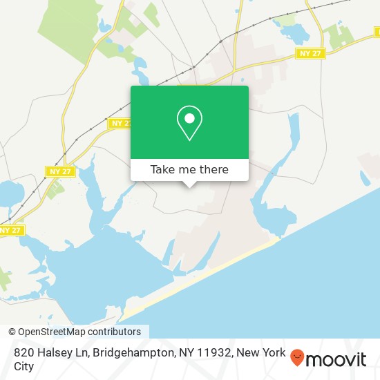 Mapa de 820 Halsey Ln, Bridgehampton, NY 11932