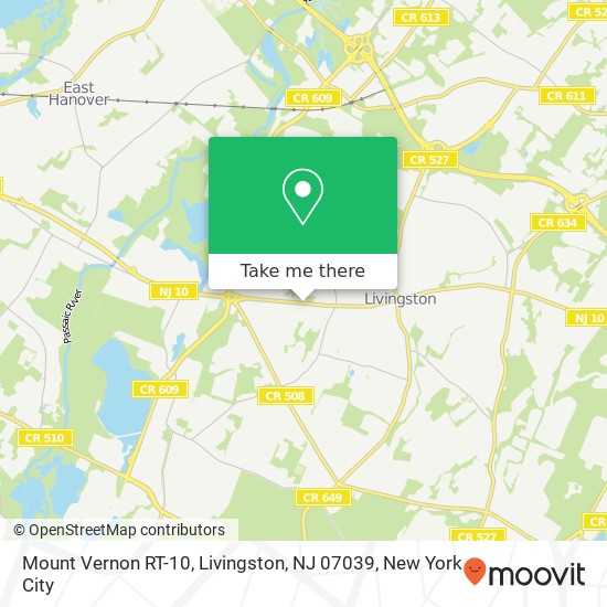 Mapa de Mount Vernon RT-10, Livingston, NJ 07039