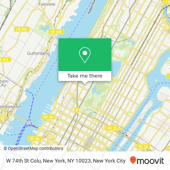 Mapa de W 74th St Colu, New York, NY 10023