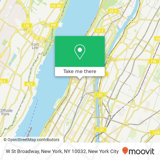 W St Broadway, New York, NY 10032 map