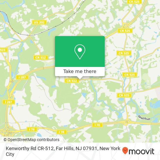 Mapa de Kenworthy Rd CR-512, Far Hills, NJ 07931