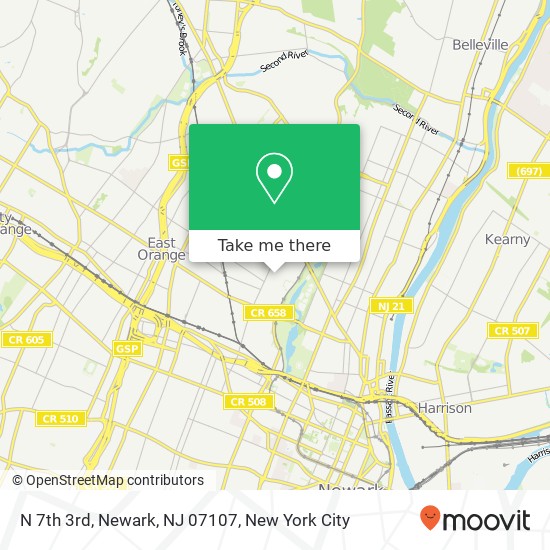 Mapa de N 7th 3rd, Newark, NJ 07107
