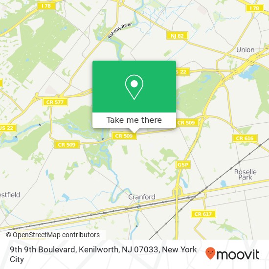 9th 9th Boulevard, Kenilworth, NJ 07033 map