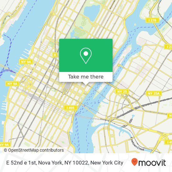 Mapa de E 52nd e 1st, Nova York, NY 10022
