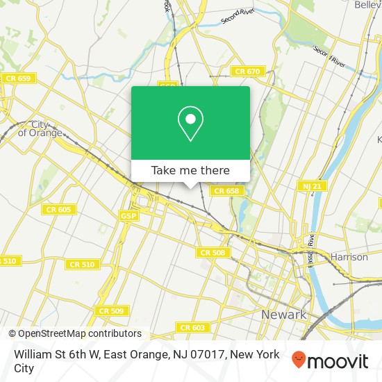 William St 6th W, East Orange, NJ 07017 map