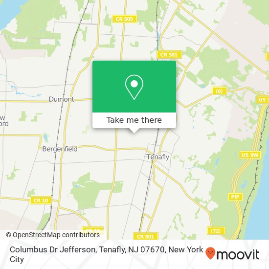 Mapa de Columbus Dr Jefferson, Tenafly, NJ 07670