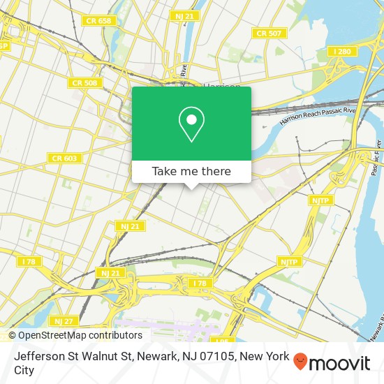 Jefferson St Walnut St, Newark, NJ 07105 map