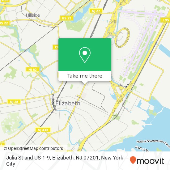 Mapa de Julia St and US-1-9, Elizabeth, NJ 07201