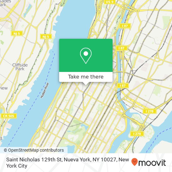 Mapa de Saint Nicholas 129th St, Nueva York, NY 10027