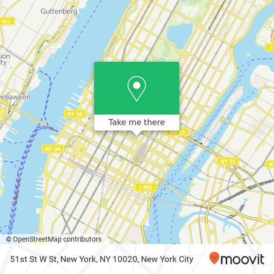 51st St W St, New York, NY 10020 map
