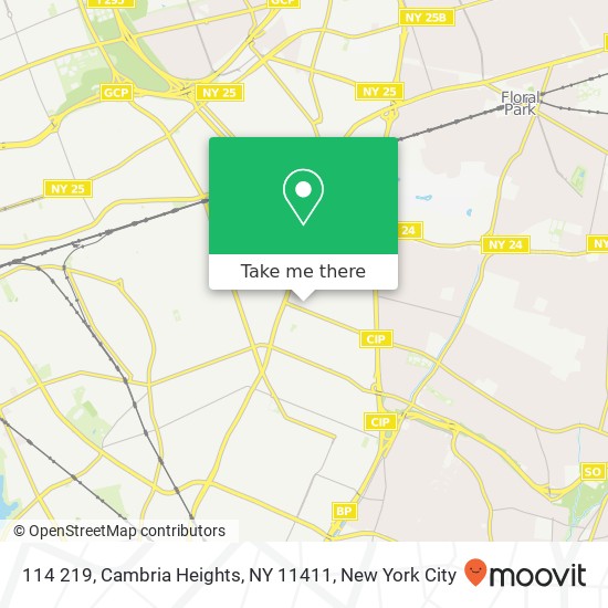 Mapa de 114 219, Cambria Heights, NY 11411