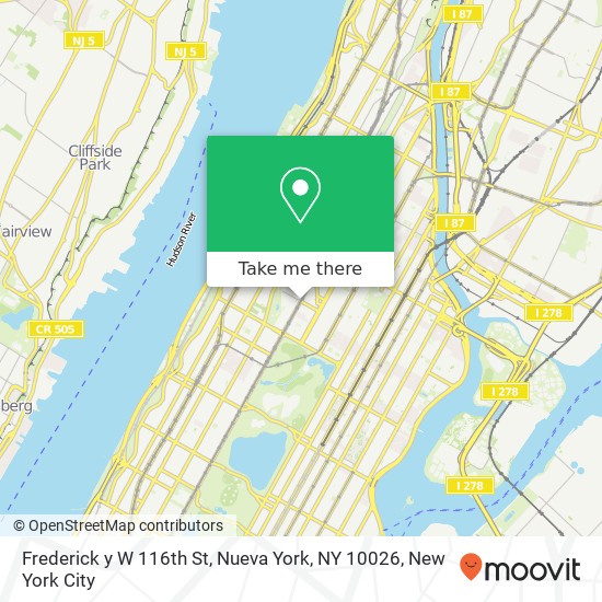 Mapa de Frederick y W 116th St, Nueva York, NY 10026