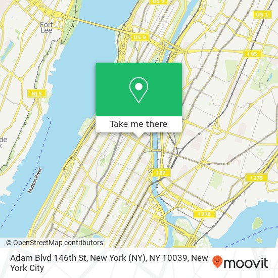 Adam Blvd 146th St, New York (NY), NY 10039 map