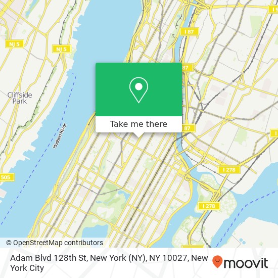 Mapa de Adam Blvd 128th St, New York (NY), NY 10027