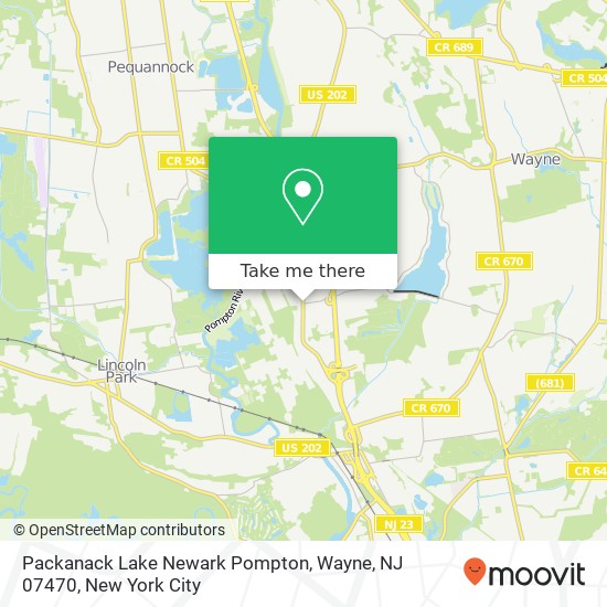 Mapa de Packanack Lake Newark Pompton, Wayne, NJ 07470