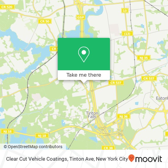 Clear Cut Vehicle Coatings, Tinton Ave map