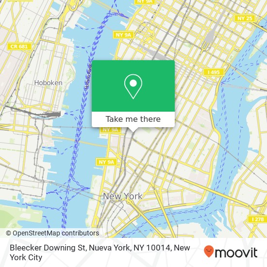 Mapa de Bleecker Downing St, Nueva York, NY 10014