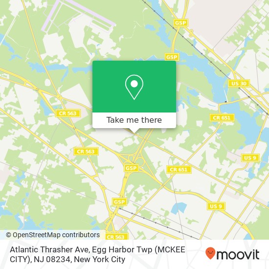 Mapa de Atlantic Thrasher Ave, Egg Harbor Twp (MCKEE CITY), NJ 08234