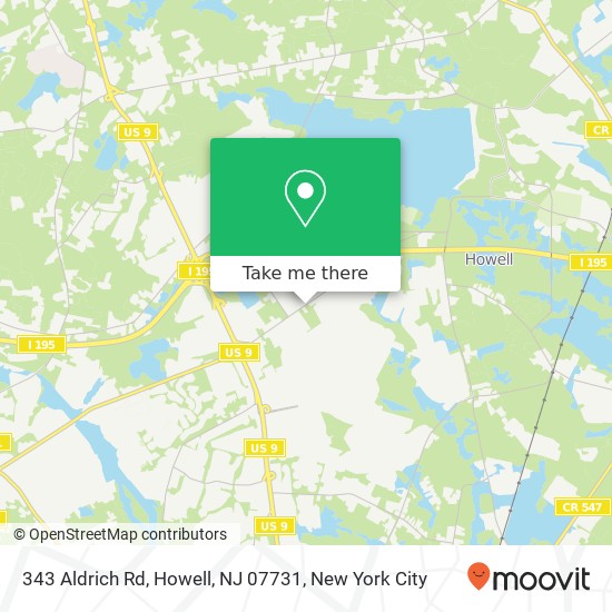 Mapa de 343 Aldrich Rd, Howell, NJ 07731