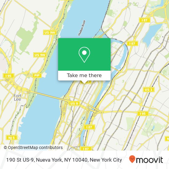 190 St US-9, Nueva York, NY 10040 map