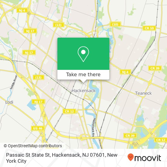 Mapa de Passaic St State St, Hackensack, NJ 07601
