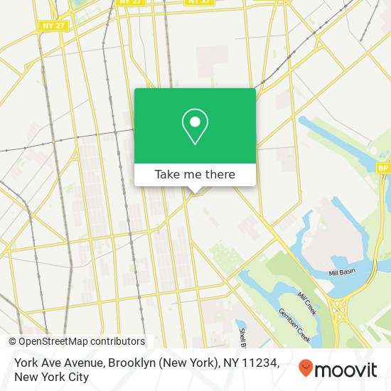 Mapa de York Ave Avenue, Brooklyn (New York), NY 11234