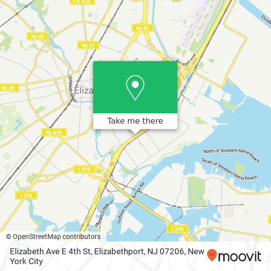 Mapa de Elizabeth Ave E 4th St, Elizabethport, NJ 07206