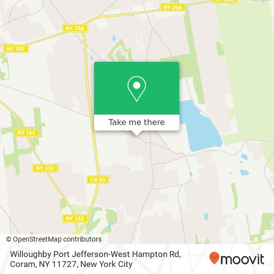 Mapa de Willoughby Port Jefferson-West Hampton Rd, Coram, NY 11727