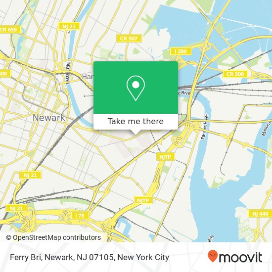 Mapa de Ferry Bri, Newark, NJ 07105