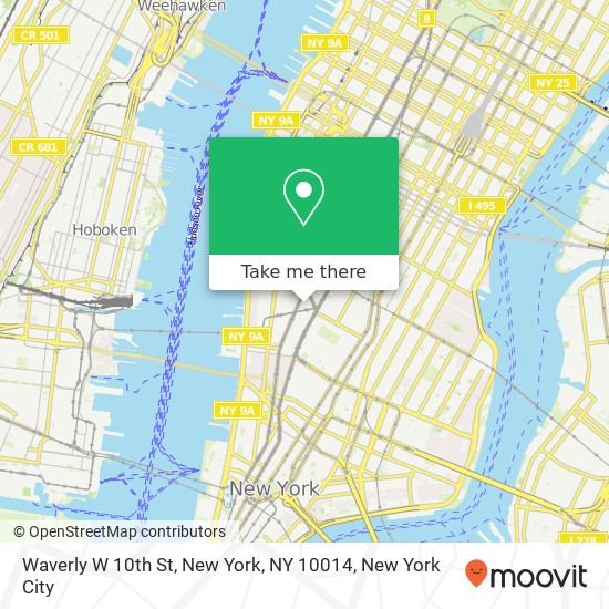 Waverly W 10th St, New York, NY 10014 map