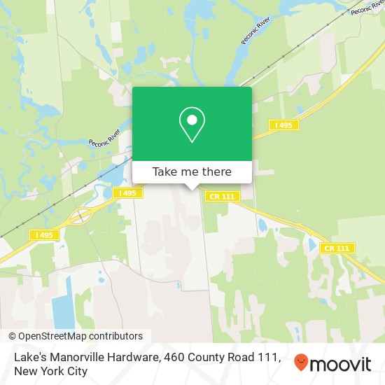 Mapa de Lake's Manorville Hardware, 460 County Road 111